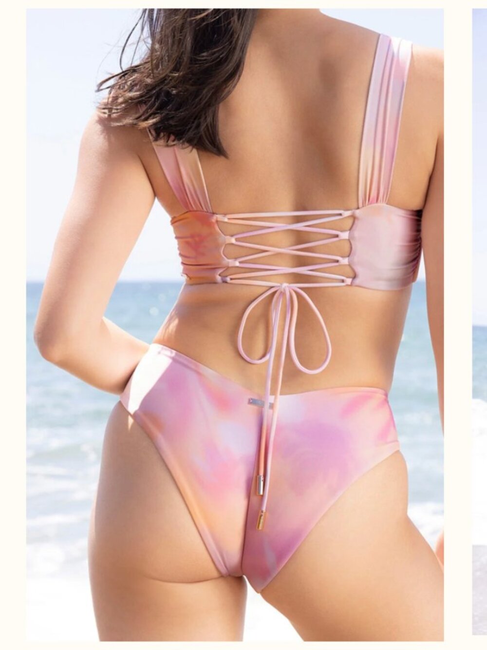POPFLEX Low Tide Super Cheeky Bikini Bottom Floral Haze Pink Tie-Dye Size M